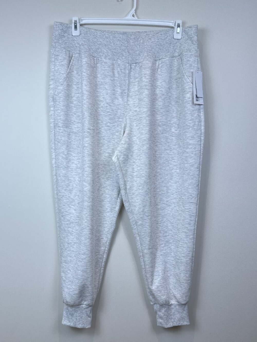 Lane Bryant Womens 2X Blakely Ribbed Waist Joggers Cream Heather Sweatpants NWT